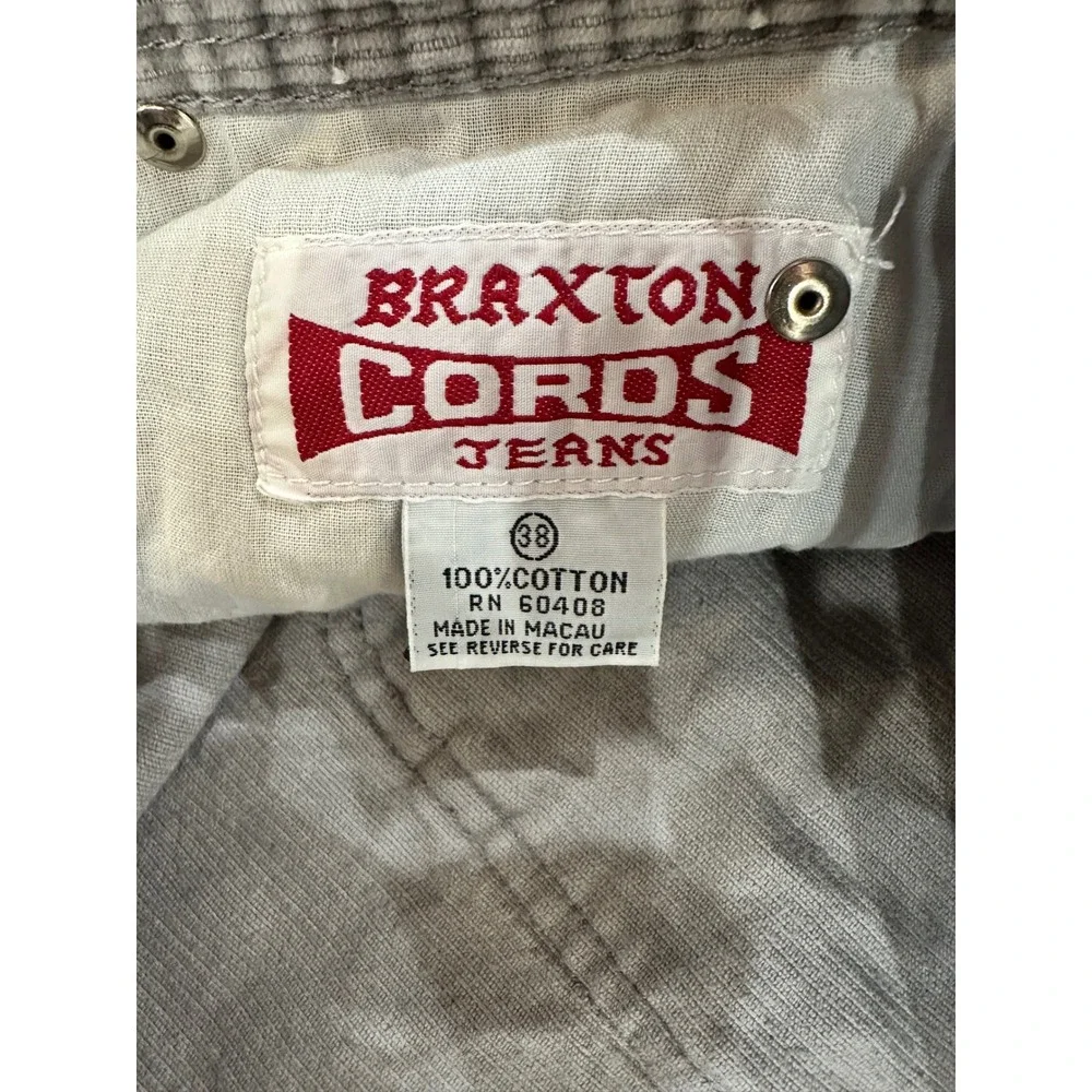 Braxton Vintage Mens Light Gray Corduroy‎ Straight Leg Pants Size 38x34 Macau